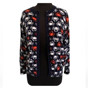 Crown & Ivy Navy, Red, and White Crab Print Cardigan